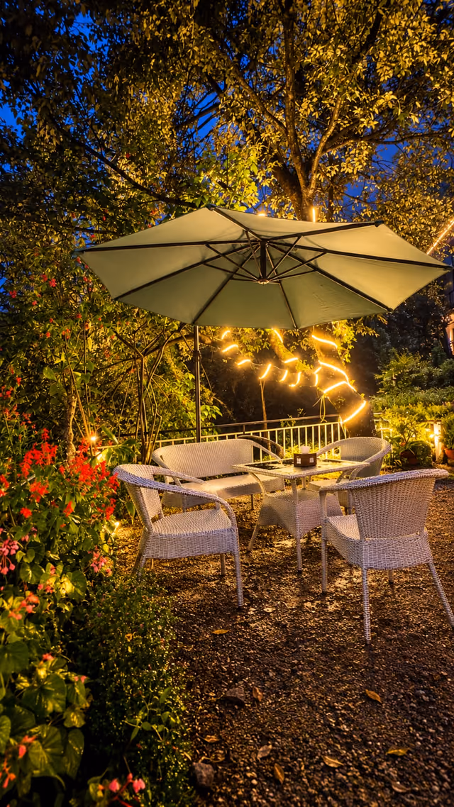 Terrace of the property in the evening light